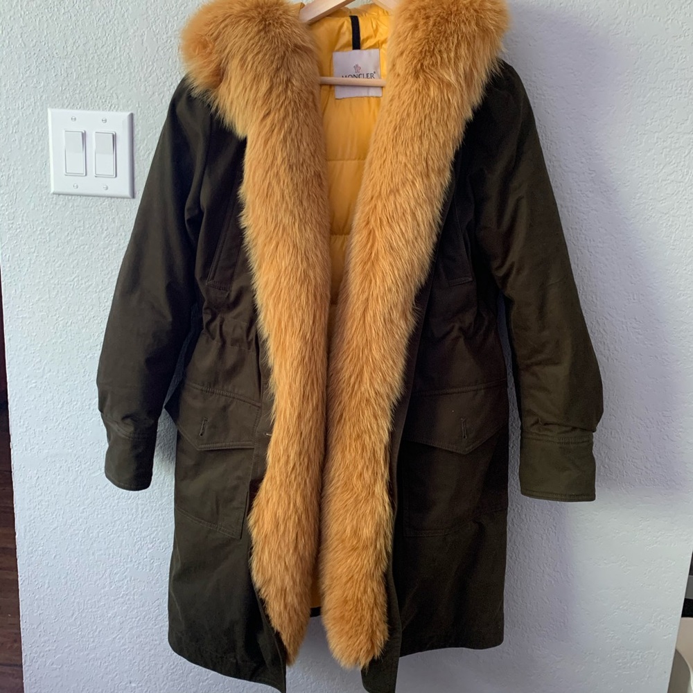 MONCLER Hypolais Trench Coat W/ Fur Lining